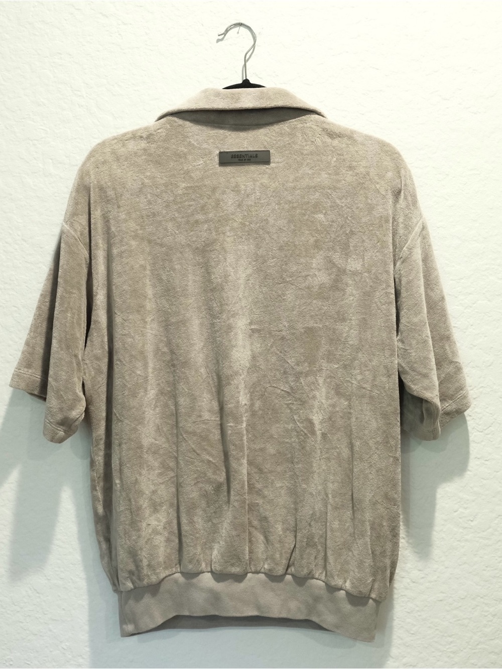 Fear of God Essentials Oversized Half Zip Velour Pullover Size XS Beige Gray - Picture 3 of 8